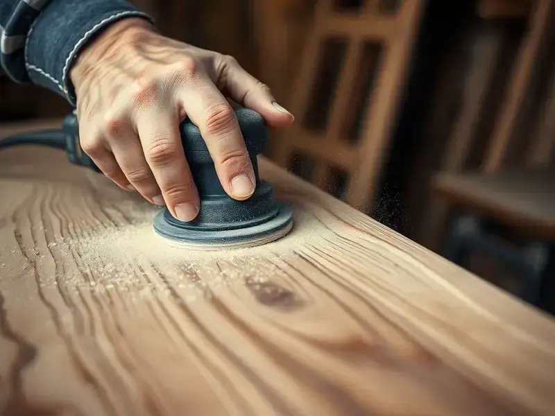 Craftsman sanding furniture